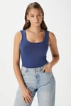 Kadın Glossy %100 Pamuk İndigo Bluz