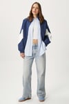 Kadın Gorce Fermuarlı Dik Yaka Lacivert Oversize Sweatshirt