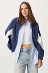 Kadın Gorce Fermuarlı Dik Yaka Lacivert Oversize Sweatshirt