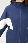 Kadın Gorce Fermuarlı Dik Yaka Lacivert Oversize Sweatshirt