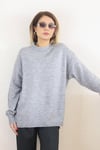 Kadın Gri Oversize Basic Kazak