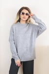 Kadın Gri Oversize Basic Kazak