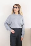 Kadın Gri Oversize Basic Kazak
