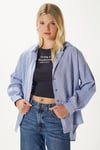 Kadın Hayes Mavi Çizgili Oversize Gömlek