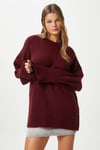 Kadın Homy Yumuşacık Bisiklet Yaka Bordo Oversize Triko Kazak