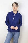 Kadın İndigo Polo Yaka Triko Kazak