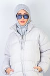 Kadın İpli Gri Balaclava Triko Bere / Başlık