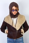 Kadın İpli Kahverengi Balaclava Triko Bere / Başlık