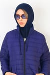 Kadın İpli Lacivert Balaclava Triko Bere / Başlık