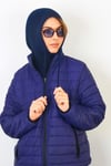 Kadın İpli Lacivert Balaclava Triko Bere / Başlık