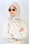 Kadın İpli Taş Balaclava Triko Bere / Başlık