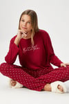Kadın Just Breathe Ekstra Soft Bisiklet Yaka Kırmızı Pijama Takımı