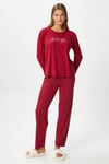 Kadın Just Breathe Ekstra Soft Bisiklet Yaka Kırmızı Pijama Takımı