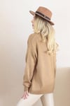 Kadın Kahve Oversize Basic Kazak