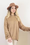 Kadın Kahve Oversize Basic Kazak
