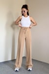 Kadın Keten Dokulu Carla Bel Lastikli Camel Pantolon