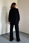 Kadın Keten Dokulu Carla Siyah Oversize Gömlek