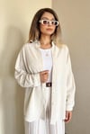 Kadın Keten Dokulu Carla Taş Oversize Gömlek