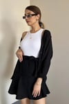 Kadın Keten Serisi Siyah Oversize Gömlek