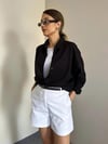 Kadın Keten Serisi Siyah Oversize Gömlek