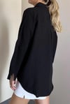 Kadın Keten Serisi Siyah Oversize Gömlek