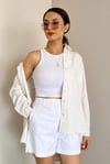 Kadın Keten Serisi Taş Oversize Gömlek