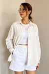 Kadın Keten Serisi Taş Oversize Gömlek