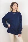 Kadın Lacivert Oversize Basic Kazak