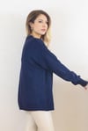 Kadın Lacivert Oversize Basic Kazak