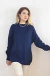 Kadın Lacivert Oversize Basic Kazak
