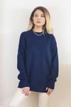 Kadın Lacivert Oversize Basic Kazak