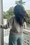 Kadın Leo Kalın Buklet Vizon Cepli Triko Hırka
