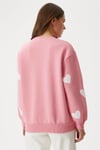 Kadın Love Kalp Nakışlı Pembe Sweatshirt