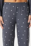 Kadın Loves Ekstra Soft Bisiklet Yaka Kalpli Antrasit Pijama Takımı