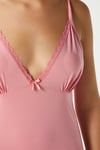 Kadın Mary Pembe Kalp Desen Sabahlıklı Gecelik İkili Pijama Takım