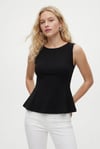 Kadın Newly Peplum Sıfır Kol Siyah Bluz 