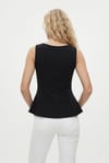 Kadın Newly Peplum Sıfır Kol Siyah Bluz 