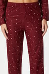 Kadın Nora Premium Bordo Kalp Süet Doku Düğmeli Yılbaşı Pijama Takımı