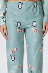 Kadın Nora Premium Mint Penguen Süet Doku Düğmeli Yılbaşı Pijama Takımı