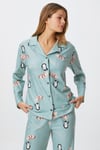Kadın Nora Premium Mint Penguen Süet Doku Düğmeli Yılbaşı Pijama Takımı