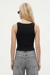 Kadın Olivia Lux Touch U Yaka Çıtçıtlı Askılı Siyah Top / Bluz