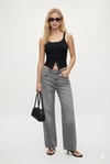 Kadın Olivia Lux Touch U Yaka Çıtçıtlı Askılı Siyah Top / Bluz