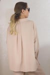 Kadın Oversize Tek Cepli Keten Gömlek