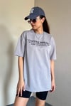 Kadın Oversize Yaka Fitilli Gri T-Shirt
