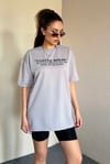 Kadın Oversize Yaka Fitilli Gri T-Shirt