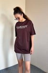 Kadın Oversize Yaka Fitilli Kahverengi T-Shirt