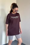 Kadın Oversize Yaka Fitilli Kahverengi T-Shirt