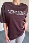 Kadın Oversize Yaka Fitilli Kahverengi T-Shirt