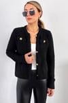 Kadın Paris Siyah Saç Örgü Detay Triko Hırka / Ceket 