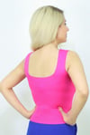 Kadın Pembe Kare Yaka Triko Crop Atlet / Bluz